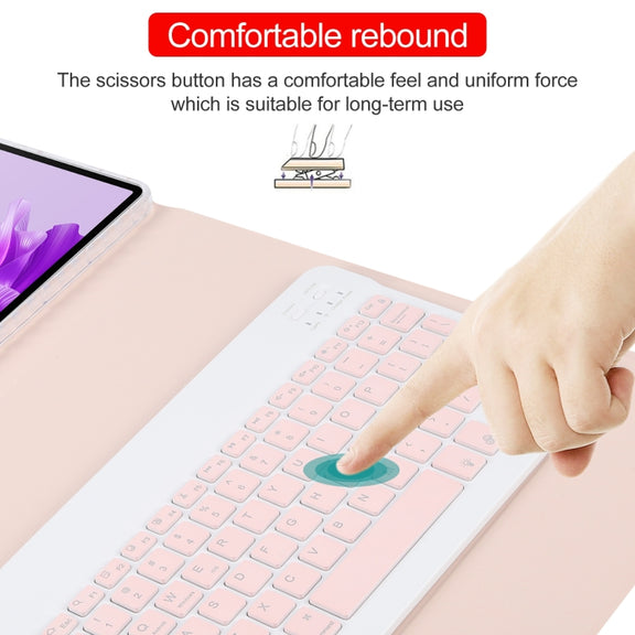For Huawei MatePad Air 11.5 Square Button Backlight Bluetooth Keyboard Rotatable Holder Leather Case(Rose Gold)