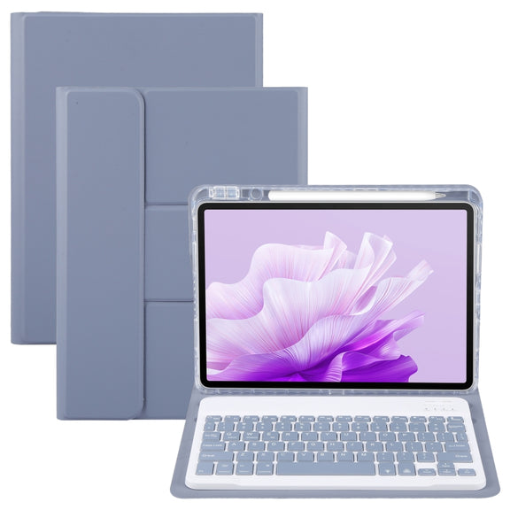 For Huawei MatePad Air 11.5 Square Button Backlight Bluetooth Keyboard Rotatable Holder Leather Case(Lavender Purple)