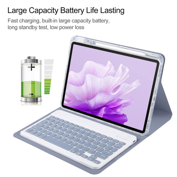 For Huawei MatePad Air 11.5 Square Button Backlight Bluetooth Keyboard Rotatable Holder Leather Case(Lavender Purple)