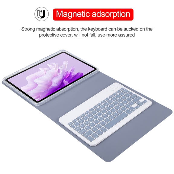 For Huawei MatePad Air 11.5 Square Button Backlight Bluetooth Keyboard Rotatable Holder Leather Case(Lavender Purple)