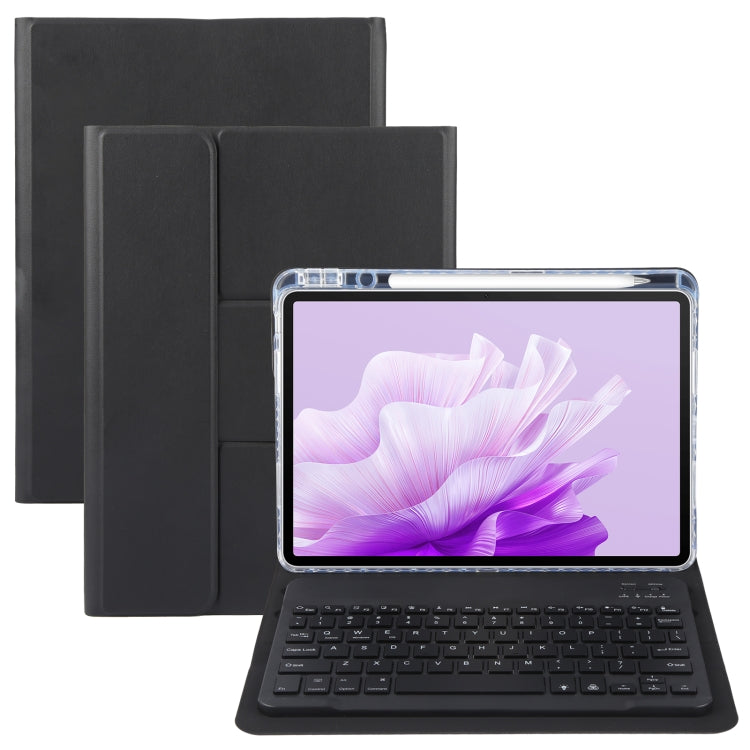 For Huawei MatePad Air 11.5 Square Button Backlight Bluetooth Keyboard Rotatable Holder Leather Case(Black)