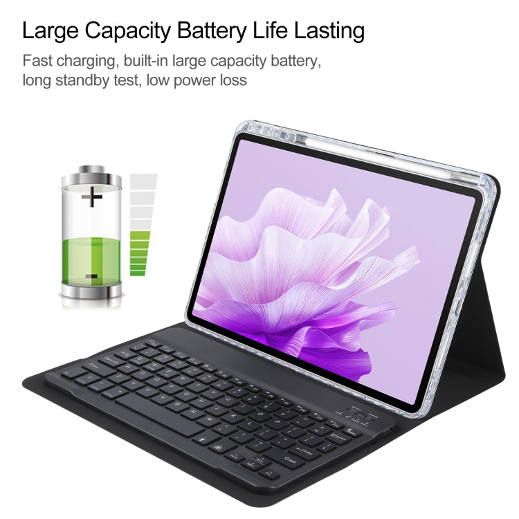 For Huawei MatePad Air 11.5 Square Button Backlight Bluetooth Keyboard Rotatable Holder Leather Case(Black)