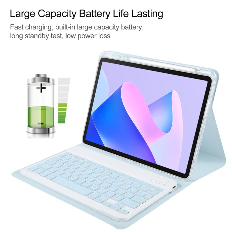 For Huawei MatePad 11 2023 / 2021 Square Button Backlight Bluetooth Keyboard Rotatable Holder Leather Case(Sky Blue)