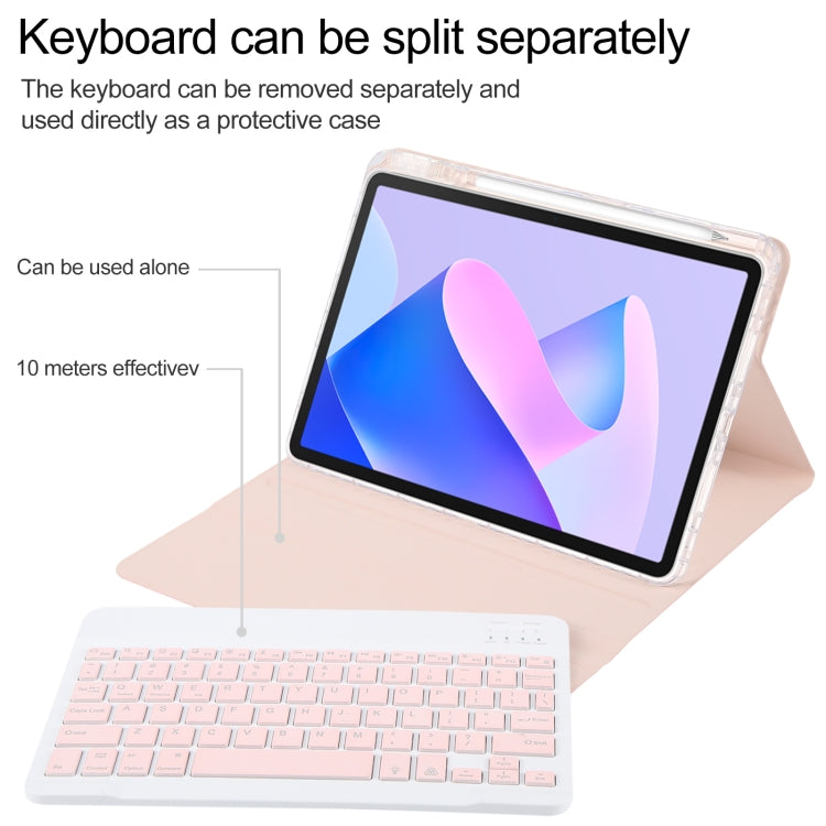 For Huawei MatePad 11 2023 / 2021 Square Button Backlight Bluetooth Keyboard Rotatable Holder Leather Case(Rose Gold)