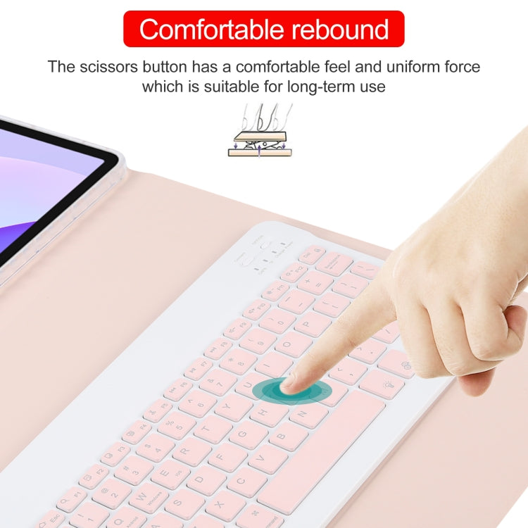 For Huawei MatePad 11 2023 / 2021 Square Button Backlight Bluetooth Keyboard Rotatable Holder Leather Case(Rose Gold)