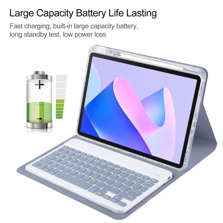 For Huawei MatePad 11 2023 / 2021 Square Button Backlight Bluetooth Keyboard Rotatable Holder Leather Case(Lavender Purple)