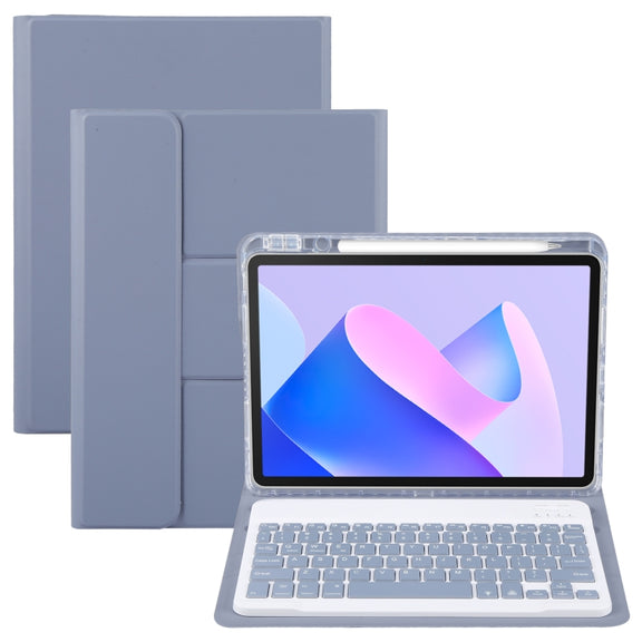 For Huawei MatePad 11 2023 / 2021 Square Button Backlight Bluetooth Keyboard Rotatable Holder Leather Case(Lavender Purple)