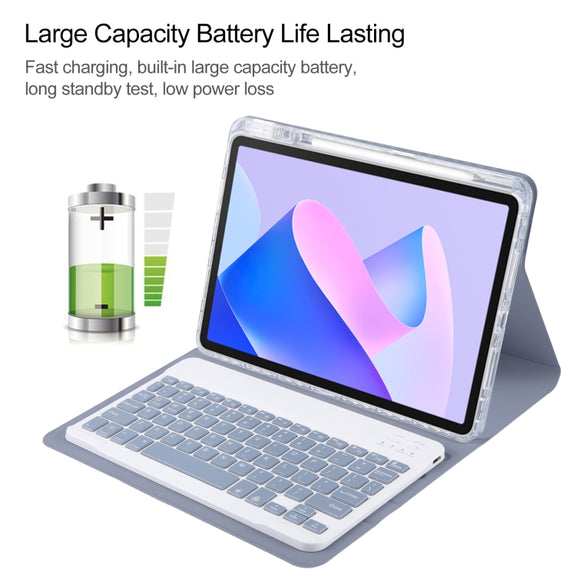 For Huawei MatePad 11 2023 / 2021 Square Button Backlight Bluetooth Keyboard Rotatable Holder Leather Case(Lavender Purple)