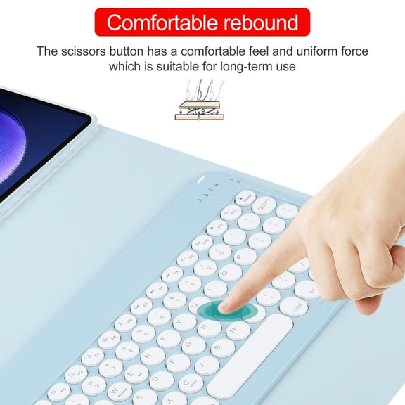 For Xiaomi Pad 6 Round Button Bluetooth Keyboard Rotatable Holder Leather Case(Sky Blue)