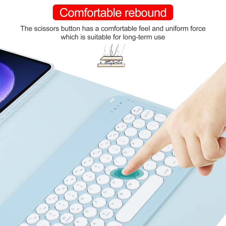 For Xiaomi Pad 6 Round Button Bluetooth Keyboard Rotatable Holder Leather Case(Sky Blue)