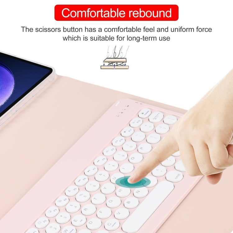 For Xiaomi Pad 6 Round Button Bluetooth Keyboard Rotatable Holder Leather Case(Rose Gold)