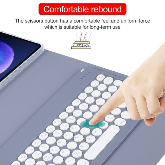 For Xiaomi Pad 6 Round Button Bluetooth Keyboard Rotatable Holder Leather Case(Lavender Purple)
