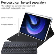 For Xiaomi Pad 6 Round Button Bluetooth Keyboard Rotatable Holder Leather Case(Black)