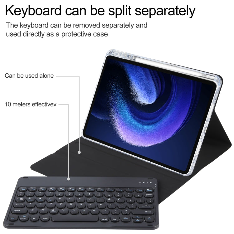 For Xiaomi Pad 6 Round Button Bluetooth Keyboard Rotatable Holder Leather Case(Black)