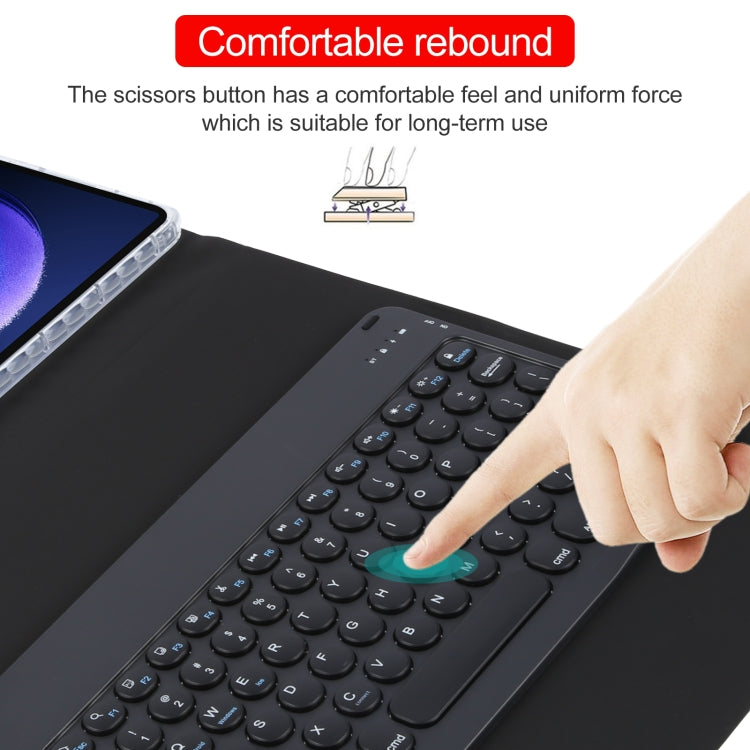 For Xiaomi Pad 6 Round Button Bluetooth Keyboard Rotatable Holder Leather Case(Black)