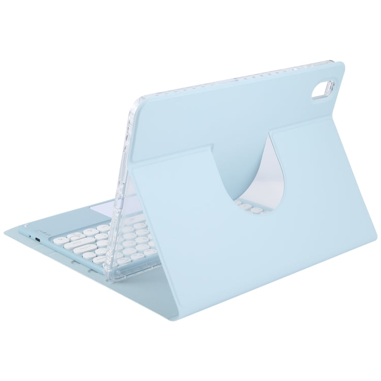 For Xiaomi Pad 6 Round Button Bluetooth Keyboard Rotatable Holder Leather Case with Touchpad(Sky Blue)