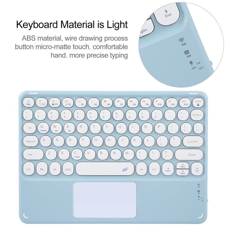 For Xiaomi Pad 6 Round Button Bluetooth Keyboard Rotatable Holder Leather Case with Touchpad(Sky Blue)