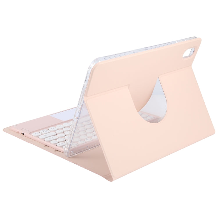 For Xiaomi Pad 6 Round Button Bluetooth Keyboard Rotatable Holder Leather Case with Touchpad(Rose Gold)
