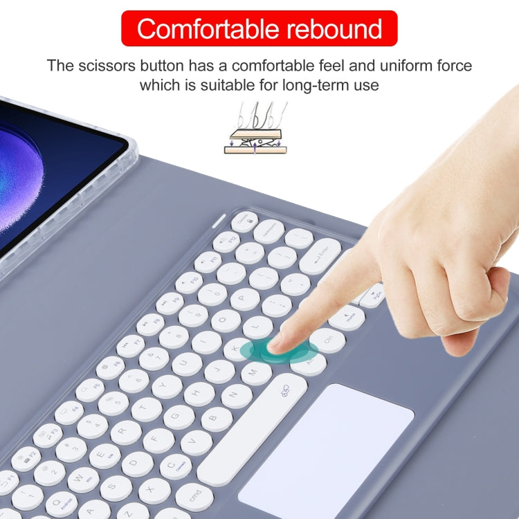 For Xiaomi Pad 6 Round Button Bluetooth Keyboard Rotatable Holder Leather Case with Touchpad(Lavender Purple)