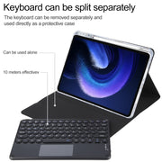 For Xiaomi Pad 6 Round Button Bluetooth Keyboard Rotatable Holder Leather Case with Touchpad(Black)