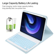 For Xiaomi Pad 6 Square Button Bluetooth Keyboard Rotatable Holder Leather Case(Sky Blue)