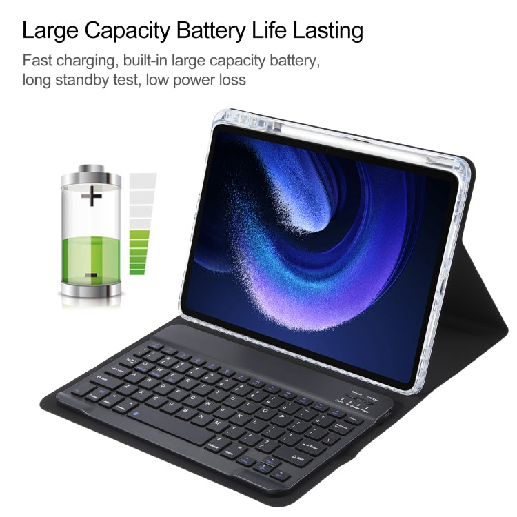 For Xiaomi Pad 6 Square Button Bluetooth Keyboard Rotatable Holder Leather Case(Black)
