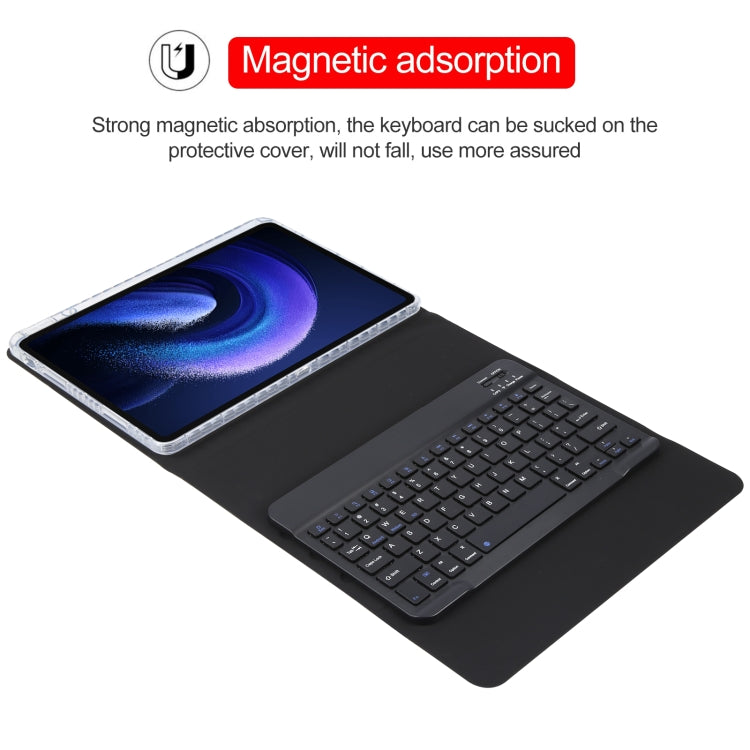 For Xiaomi Pad 6 Square Button Bluetooth Keyboard Rotatable Holder Leather Case(Black)