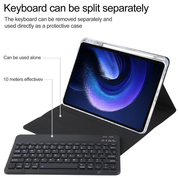 For Xiaomi Pad 6 Square Button Bluetooth Keyboard Rotatable Holder Leather Case(Black)