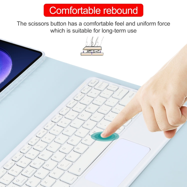 For Xiaomi Pad 6 Square Button Bluetooth Keyboard Rotatable Holder Leather Case with Touchpad(Sky Blue)