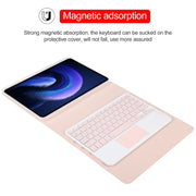 For Xiaomi Pad 6 Square Button Bluetooth Keyboard Rotatable Holder Leather Case with Touchpad(Rose Gold)