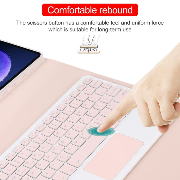 For Xiaomi Pad 6 Square Button Bluetooth Keyboard Rotatable Holder Leather Case with Touchpad(Rose Gold)