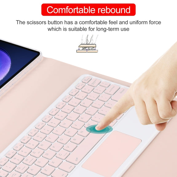 For Xiaomi Pad 6 Square Button Bluetooth Keyboard Rotatable Holder Leather Case with Touchpad(Rose Gold)