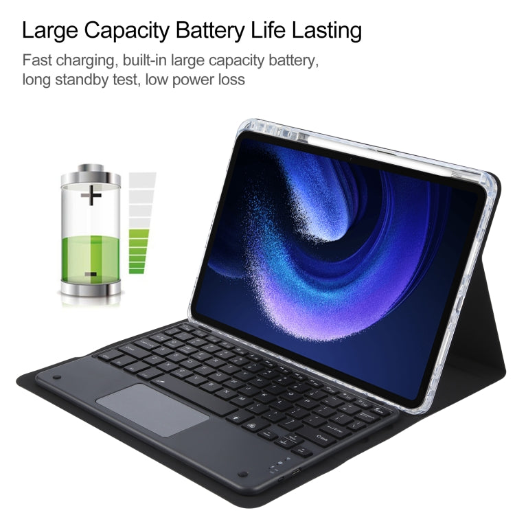 For Xiaomi Pad 6 Square Button Bluetooth Keyboard Rotatable Holder Leather Case with Touchpad(Black)