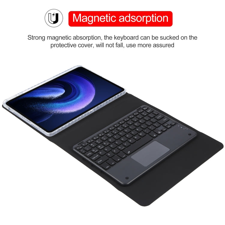 For Xiaomi Pad 6 Square Button Bluetooth Keyboard Rotatable Holder Leather Case with Touchpad(Black)
