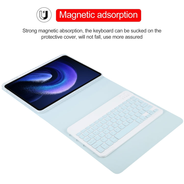 For Xiaomi Pad 6 Square Button Backlight Bluetooth Keyboard Rotatable Holder Leather Case(Sky Blue)