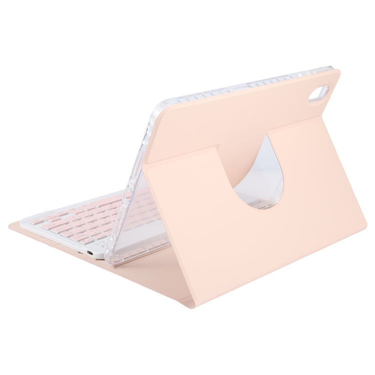 For Xiaomi Pad 6 Square Button Backlight Bluetooth Keyboard Rotatable Holder Leather Case(Rose Gold)