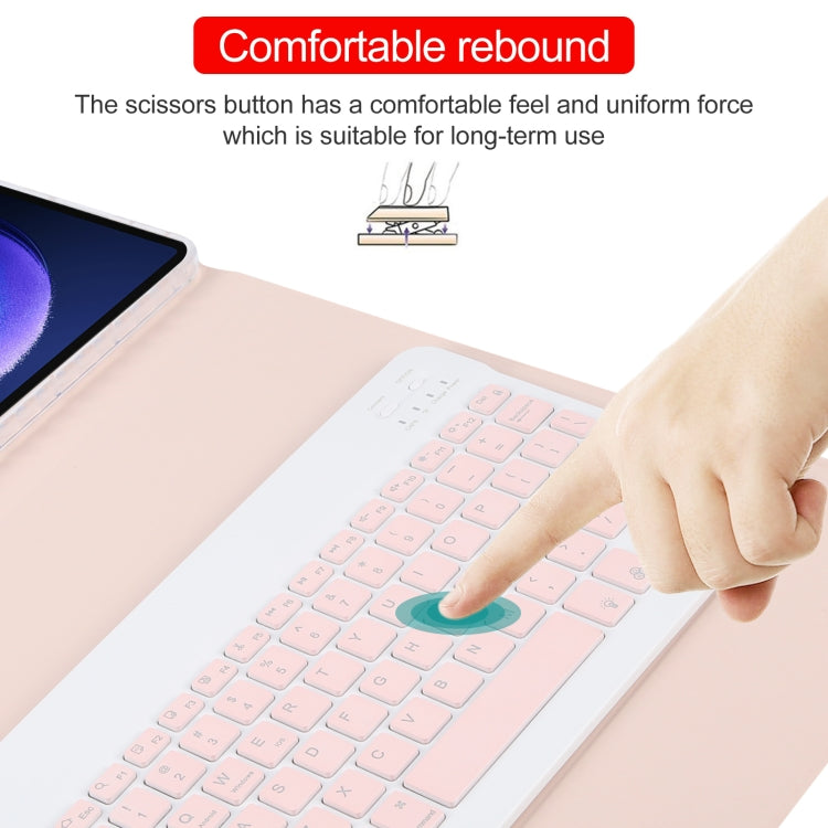For Xiaomi Pad 6 Square Button Backlight Bluetooth Keyboard Rotatable Holder Leather Case(Rose Gold)