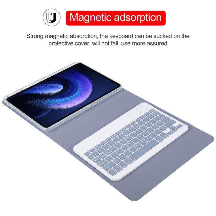For Xiaomi Pad 6 Square Button Backlight Bluetooth Keyboard Rotatable Holder Leather Case(Lavender Purple)