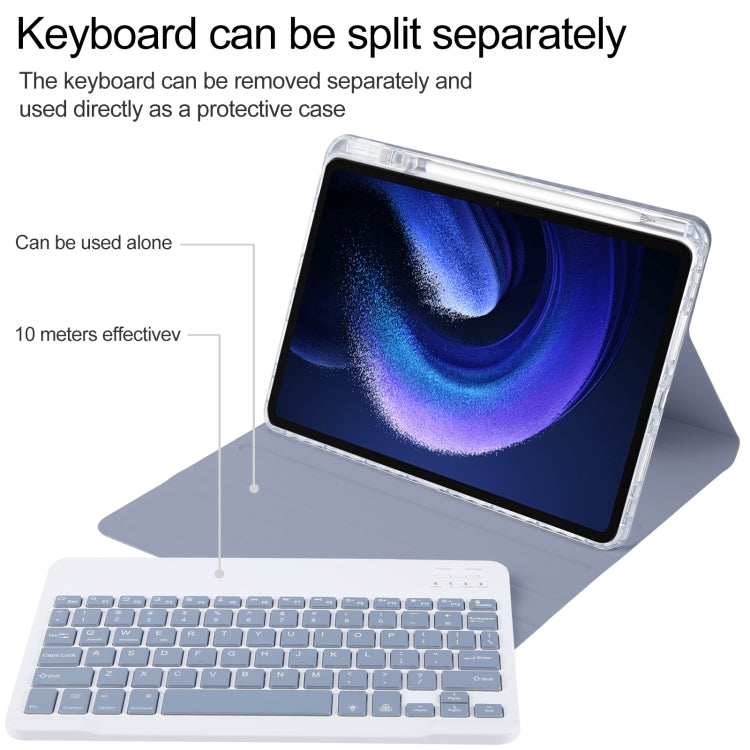For Xiaomi Pad 6 Square Button Backlight Bluetooth Keyboard Rotatable Holder Leather Case(Lavender Purple)