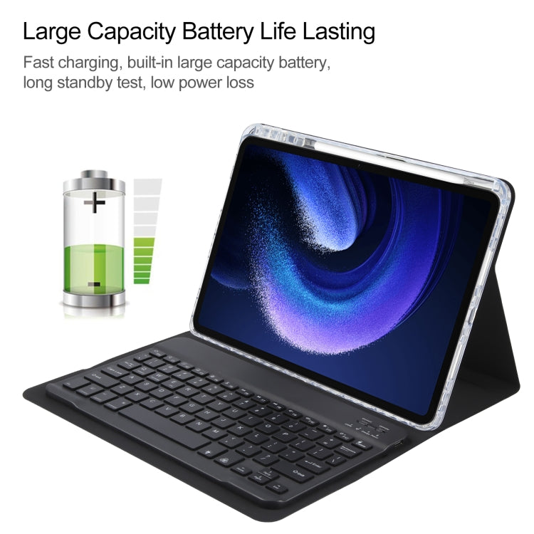 For Xiaomi Pad 6 Square Button Backlight Bluetooth Keyboard Rotatable Holder Leather Case(Black)