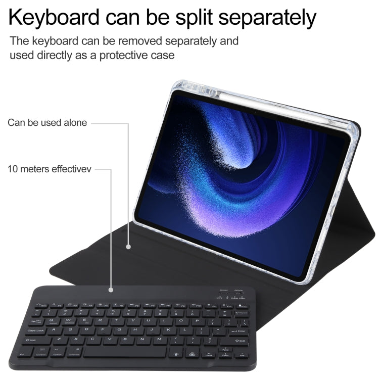 For Xiaomi Pad 6 Square Button Backlight Bluetooth Keyboard Rotatable Holder Leather Case(Black)