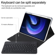 For Xiaomi Pad 6 Square Button Backlight Bluetooth Keyboard Rotatable Holder Leather Case(Black)
