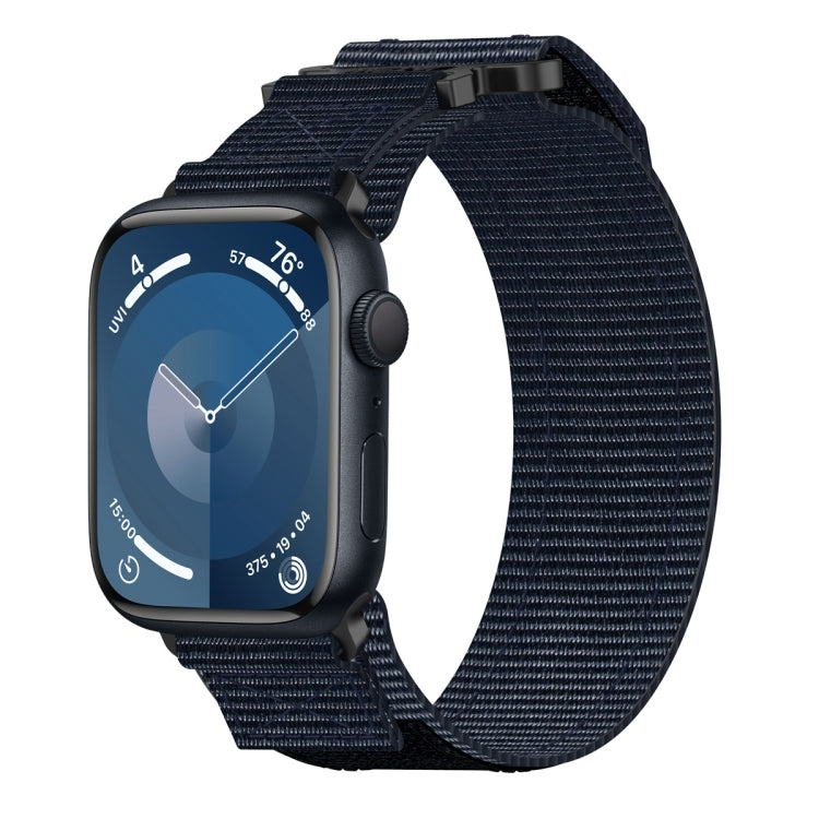 For Apple Watch Series 9 45mm Nylon Hook And Loop Fastener Watch Band(Blue)