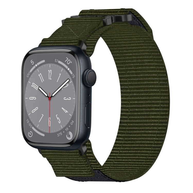 For Apple Watch Series 8 41mm Nylon Hook And Loop Fastener Watch Band(Army Green)