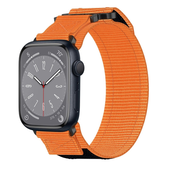 For Apple Watch Series 8 45mm Nylon Hook And Loop Fastener Watch Band(Orange)
