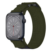 For Apple Watch Series 8 45mm Nylon Hook And Loop Fastener Watch Band(Army Green)