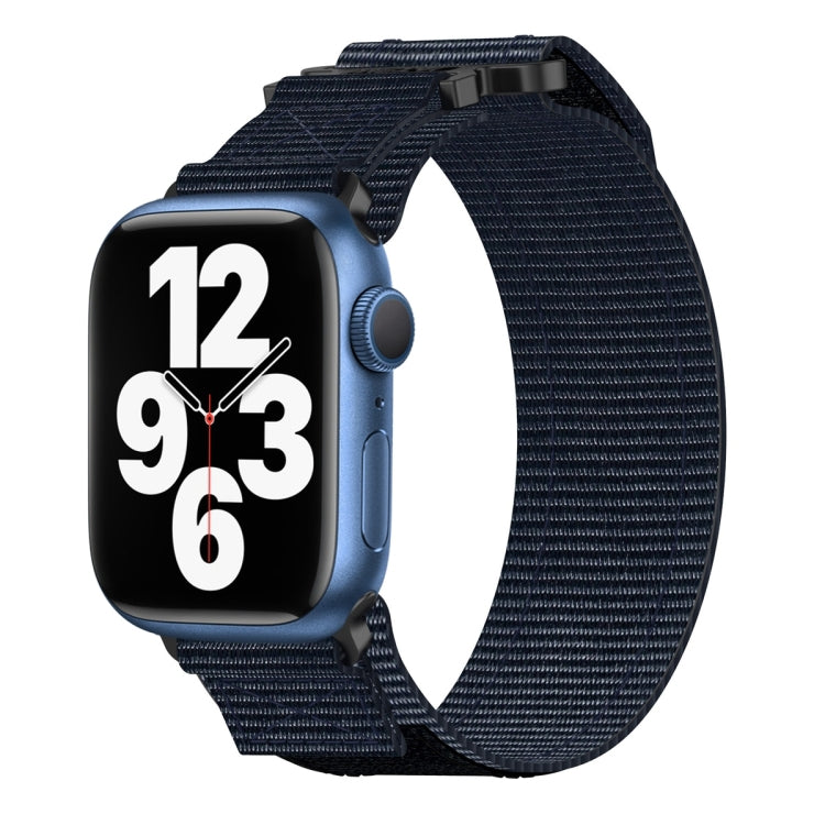 For Apple Watch Series 7 45mm Nylon Hook And Loop Fastener Watch Band(Blue)