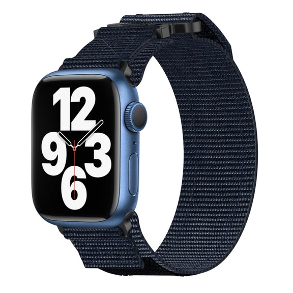 For Apple Watch Series 7 45mm Nylon Hook And Loop Fastener Watch Band(Blue)