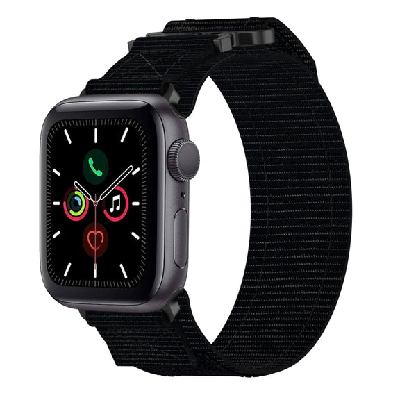 For Apple Watch Series 5 40mm Nylon Hook And Loop Fastener Watch Band(Black)