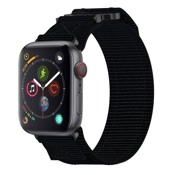 For Apple Watch Series 4 40mm Nylon Hook And Loop Fastener Watch Band(Black)